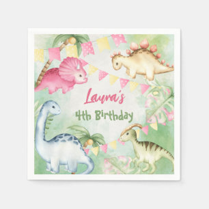 Farbenfrohe Dinosaurier Geburtstagsparty personali Serviette