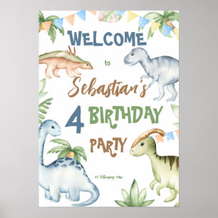 Farbenfrohe Dinosaurier Geburtstagsparty Poster