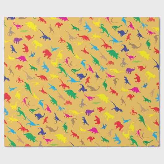 Farbenfrohe Dinosaurier Geschenkpapier (Flach)