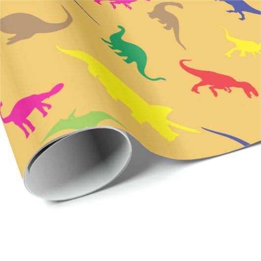 Farbenfrohe Dinosaurier Geschenkpapier (Rolleneckpunkt)