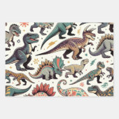 Farbenfrohe Dinosaurier Geschenkpapier Set (Vorderseite 3)