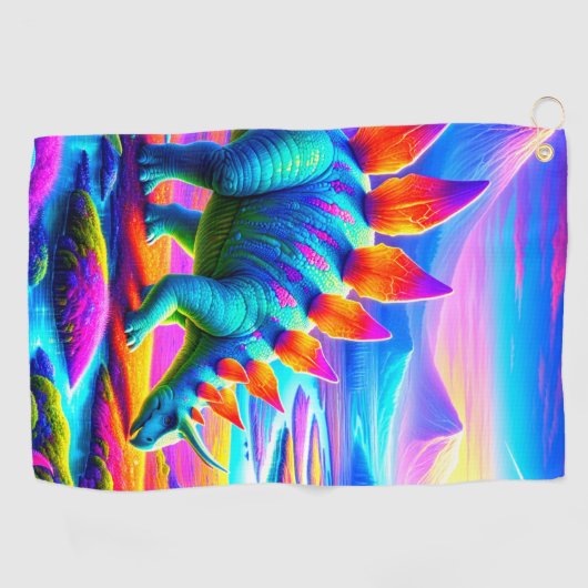 Farbenfrohe Dinosaurier Golfhandtuch (Horizontal)