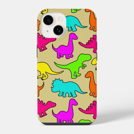 Farbenfrohe Dinosaurier iPhone Hülle (Rückseite)
