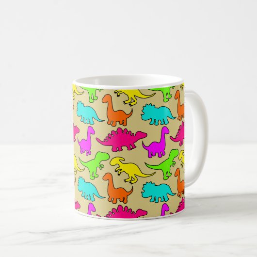 Farbenfrohe Dinosaurier Kaffeetasse (VorderseiteRechts)