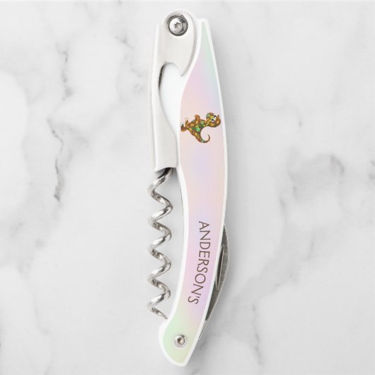 Farbenfrohe Dinosaurier Kellnermesser (Vorderseite)