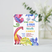 Farbenfrohe Dinosaurier Kindergeburtstag Einladung (Stehend Vorderseite)