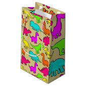 Farbenfrohe Dinosaurier Kleine Geschenktüte (Rückseite Schrägansicht)