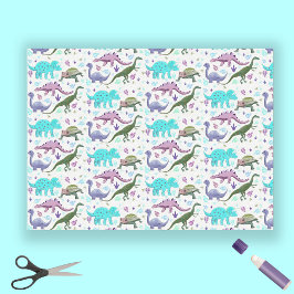 Farbenfrohe Dinosaurier Mania Seidenpapier