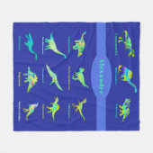 Farbenfrohe Dinosaurier mit blauen Namen Fleecedecke (Vorderseite (Horizontal))