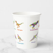 Farbenfrohe Dinosaurier mit Namen Pappbecher (Rechts)