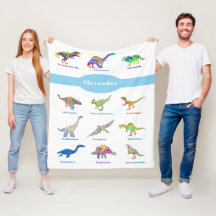 Farbenfrohe Dinosaurier mit Namen Pattern blau