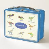 Farbenfrohe Dinosaurier mit Personalisierten Namen Metall Brotdose (Vorderseite)