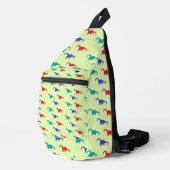 Farbenfrohe Dinosaurier-Muster auf grün Crossbody Bag (Rechte Ecke)