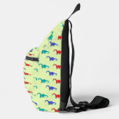 Farbenfrohe Dinosaurier-Muster auf grün Crossbody Bag (Rechts)