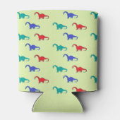 Farbenfrohe Dinosaurier-Muster auf grün Dosenkühler (Rückseite)