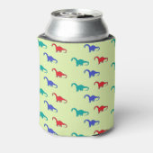 Farbenfrohe Dinosaurier-Muster auf grün Dosenkühler (Kanne Rückseite)