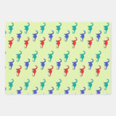Farbenfrohe Dinosaurier-Muster auf grün Geschenkpapier Set (Vorderseite 2)