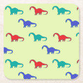 Farbenfrohe Dinosaurier-Muster auf grün Rechteckiger Pappuntersetzer (Vorderseite)