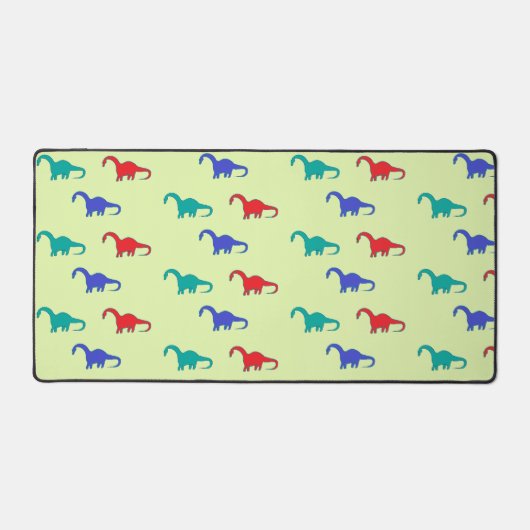 Farbenfrohe Dinosaurier-Muster auf grün Schreibtischunterlage (Vorderseite)