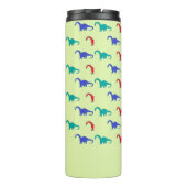 Farbenfrohe Dinosaurier-Muster auf grün Thermosbecher (Rückseite)