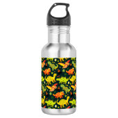 Farbenfrohe Dinosaurier Muster Edelstahlflasche (Vorderseite)