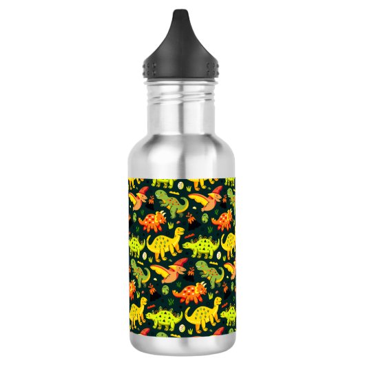Farbenfrohe Dinosaurier Muster Edelstahlflasche (Links)