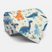 Farbenfrohe Dinosaurier-Muster für Cartoon Krawatte (Gerollt)