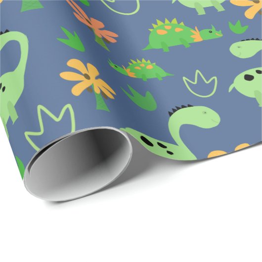 Farbenfrohe Dinosaurier Muster Geschenkpapier (Rolleneckpunkt)