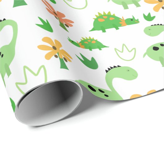 Farbenfrohe Dinosaurier Muster Geschenkpapier (Rolleneckpunkt)