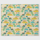 Farbenfrohe Dinosaurier Muster Geschenkpapier (Flach)