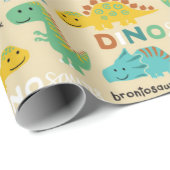 Farbenfrohe Dinosaurier Muster Geschenkpapier (Rolleneckpunkt)