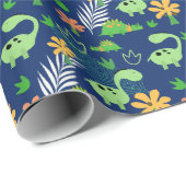 Farbenfrohe Dinosaurier Muster Geschenkpapier (Rolleneckpunkt)