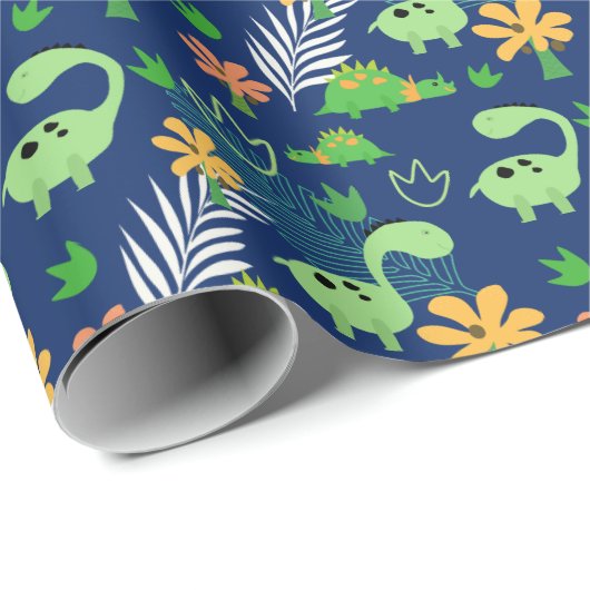 Farbenfrohe Dinosaurier Muster Geschenkpapier (Rolleneckpunkt)