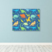 Farbenfrohe Dinosaurier Muster Leinwanddruck (Insitu (Holzboden))