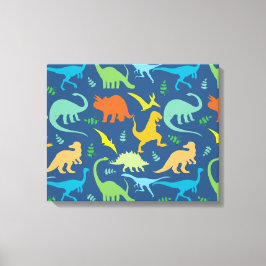 Farbenfrohe Dinosaurier Muster Leinwanddruck