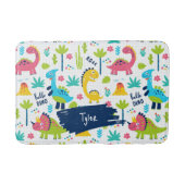 Farbenfrohe Dinosaurier Muster mit Kindername Bade Badematte (Vorderseite)