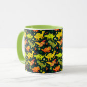 Farbenfrohe Dinosaurier Muster Tasse (Vorderseite Links)