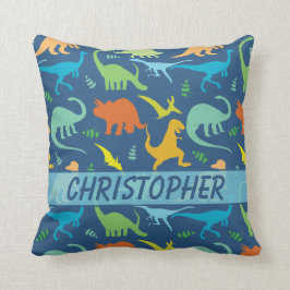 Farbenfrohe Dinosaurier-Muster zum Personalisieren Kissen