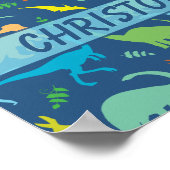 Farbenfrohe Dinosaurier-Muster zum Personalisieren Poster (Ecke)