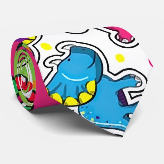 Farbenfrohe Dinosaurier Nahtloses Muster, Dinosaur Krawatte (Gerollt)