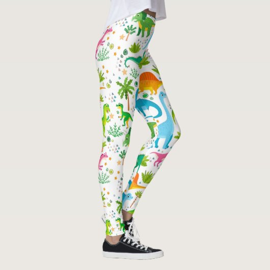 Farbenfrohe Dinosaurier Nahtloses Muster, Dinosaur Leggings (Rechts)