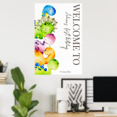 Farbenfrohe Dinosaurier Party personalisiertes Beg Poster (Heimbüro)