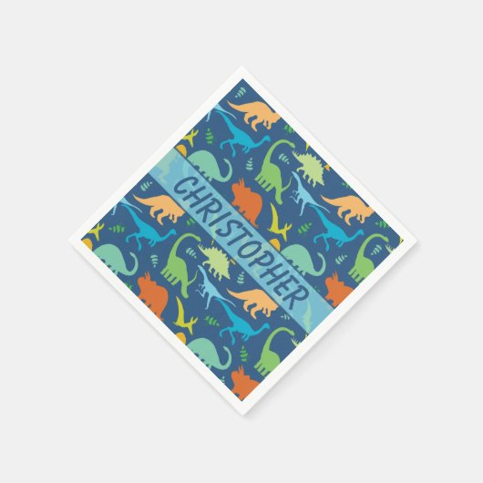 Farbenfrohe Dinosaurier personalisieren Serviette (Ecke)