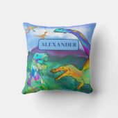 Farbenfrohe Dinosaurier Personalisierte Kinder Nam Kissen (Rückseite)