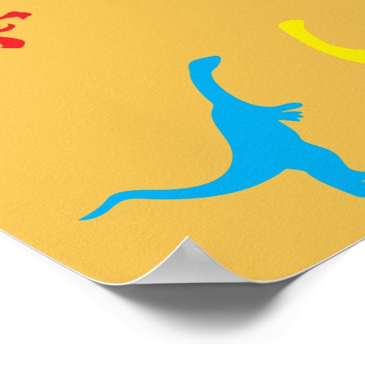 Farbenfrohe Dinosaurier Poster (Ecke)