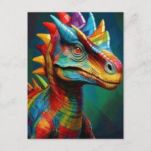 Farbenfrohe Dinosaurier Postkarte