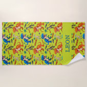 Farbenfrohe Dinosaurier Roaring Pattern Individuel Strandtuch (Vorderseite)
