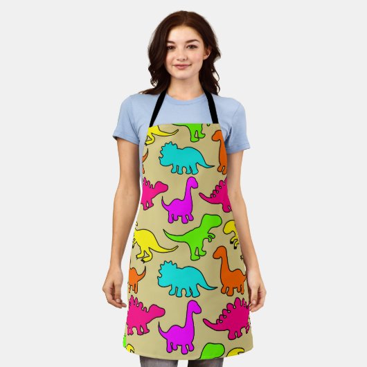 Farbenfrohe Dinosaurier Schürze (Getragen)