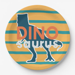 Farbenfrohe Dinosaurier T-Rex Cartoon Geburtstagsj Pappteller