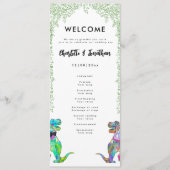 Farbenfrohe Dinosaurier-Themen-Hochzeit Programm (Vorderseite)